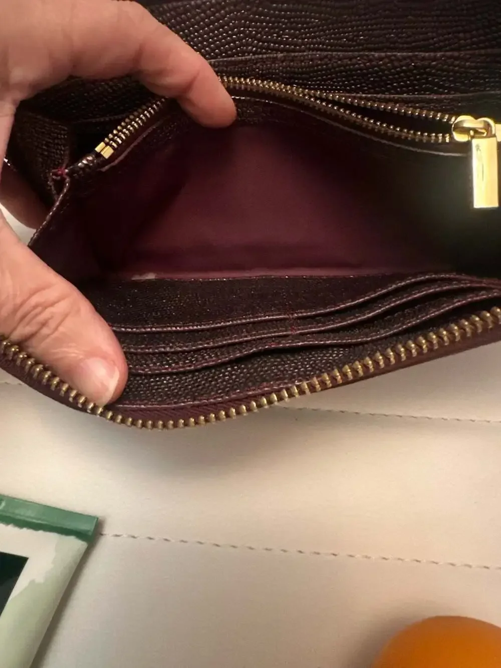 Tory Burch Metallic Purple Textured Leather Zip Around Continental Wallet